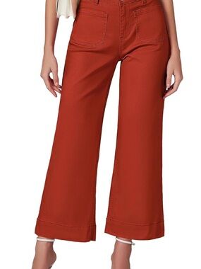 High-Rise Wide-Leg Ankle Jeans in Rust